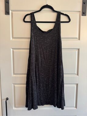 Mi Black Heathered Sleeveless Tank Dress with Ribbon Detail